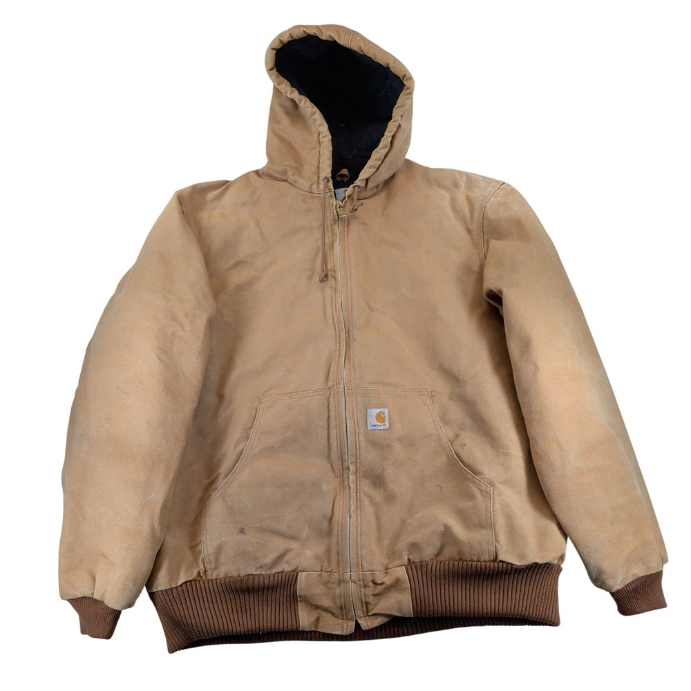 Carhartt Firm Duck Active Jacket J140 Brown Quilted Flannel Lined Mens XL Tall